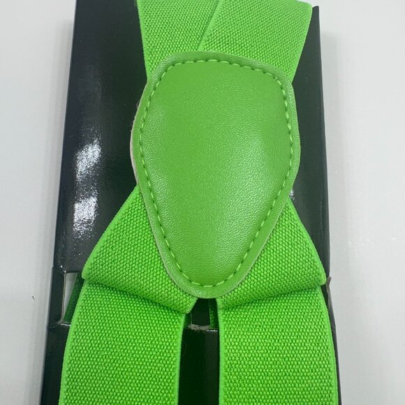 Suspenders - Men's/ Unisex - Bright/ Neon Green / Silver Clips- NWT - Picture 5 of 8